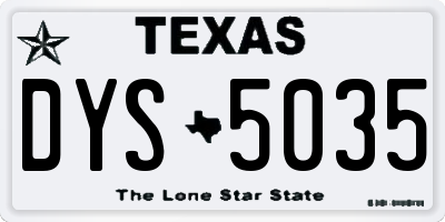 TX license plate DYS5035