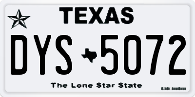 TX license plate DYS5072