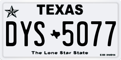TX license plate DYS5077