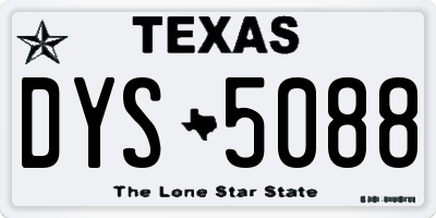 TX license plate DYS5088
