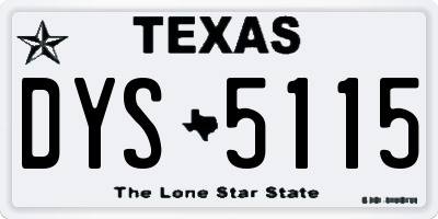 TX license plate DYS5115