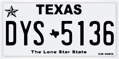 TX license plate DYS5136