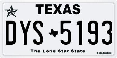 TX license plate DYS5193