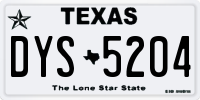 TX license plate DYS5204