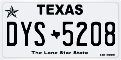 TX license plate DYS5208