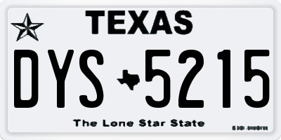 TX license plate DYS5215