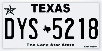 TX license plate DYS5218