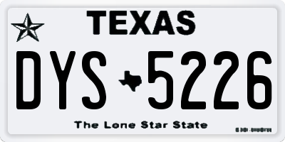TX license plate DYS5226