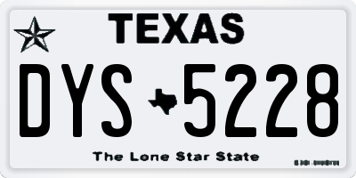 TX license plate DYS5228