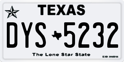 TX license plate DYS5232