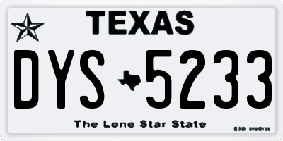 TX license plate DYS5233