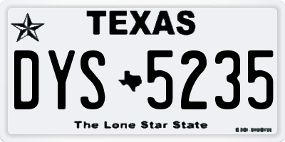 TX license plate DYS5235