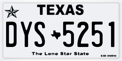 TX license plate DYS5251