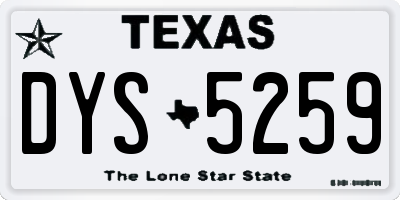 TX license plate DYS5259