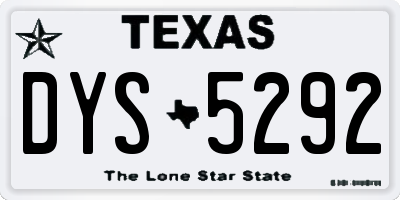 TX license plate DYS5292