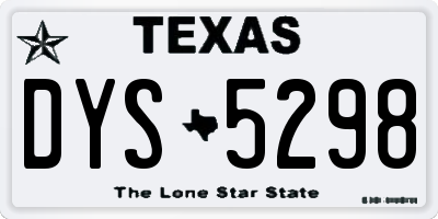 TX license plate DYS5298