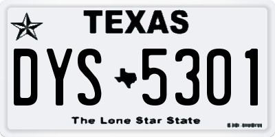 TX license plate DYS5301