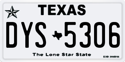 TX license plate DYS5306
