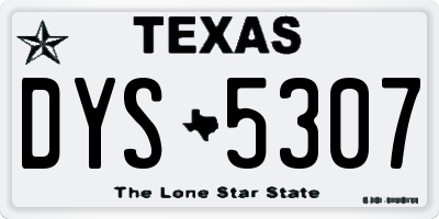 TX license plate DYS5307