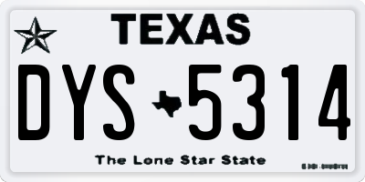 TX license plate DYS5314