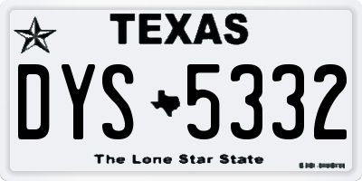 TX license plate DYS5332