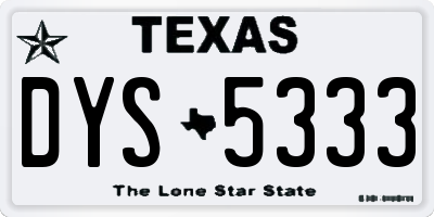 TX license plate DYS5333