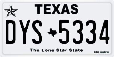 TX license plate DYS5334