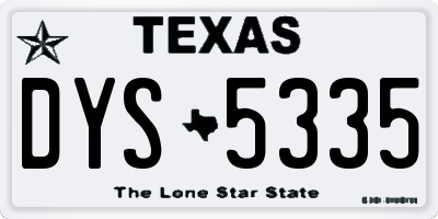 TX license plate DYS5335
