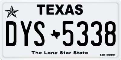 TX license plate DYS5338
