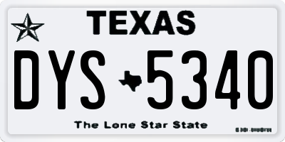 TX license plate DYS5340
