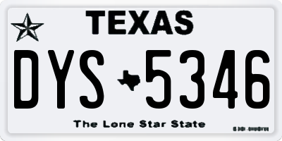 TX license plate DYS5346
