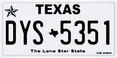 TX license plate DYS5351