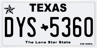 TX license plate DYS5360