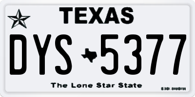 TX license plate DYS5377