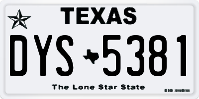 TX license plate DYS5381