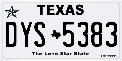 TX license plate DYS5383