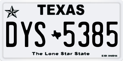 TX license plate DYS5385