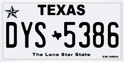 TX license plate DYS5386