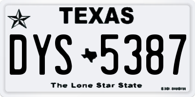 TX license plate DYS5387