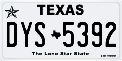 TX license plate DYS5392