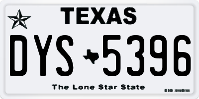 TX license plate DYS5396