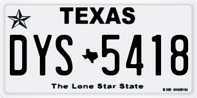 TX license plate DYS5418