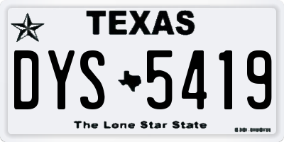 TX license plate DYS5419