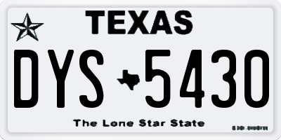 TX license plate DYS5430