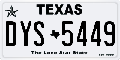 TX license plate DYS5449