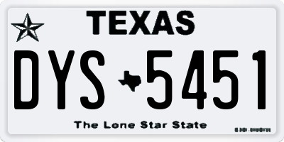 TX license plate DYS5451