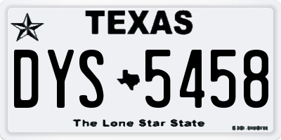 TX license plate DYS5458
