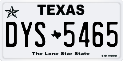 TX license plate DYS5465