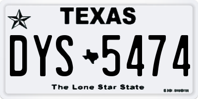 TX license plate DYS5474