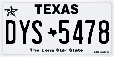 TX license plate DYS5478